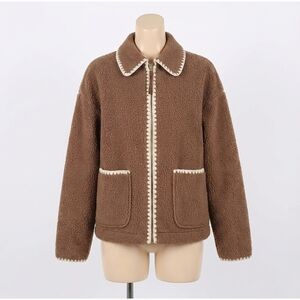 NEW VARLEY ruiko zip through fleece jacket in cocoa dust